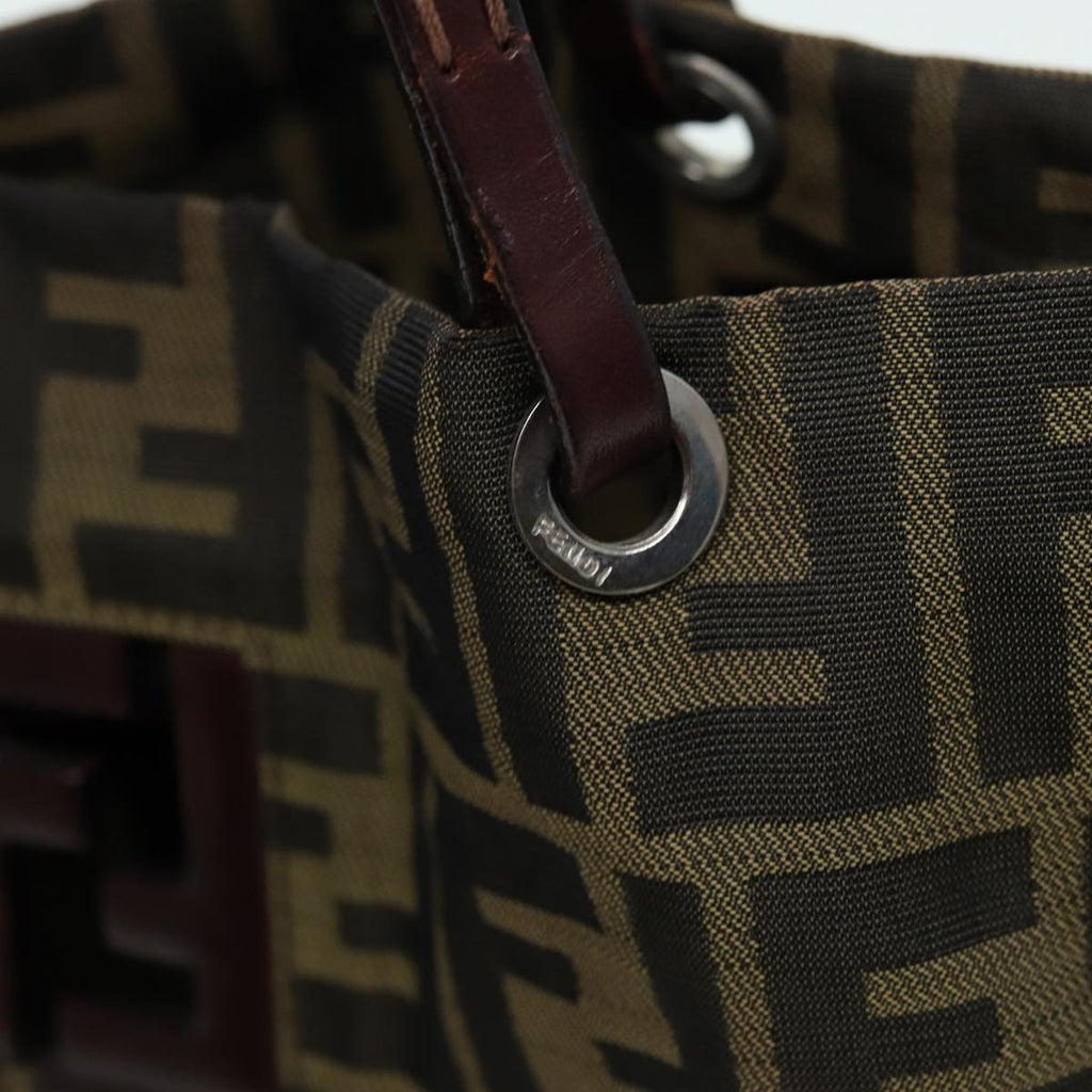 FENDI Zucca Canvas Tote Bag Brown Blackbs15988