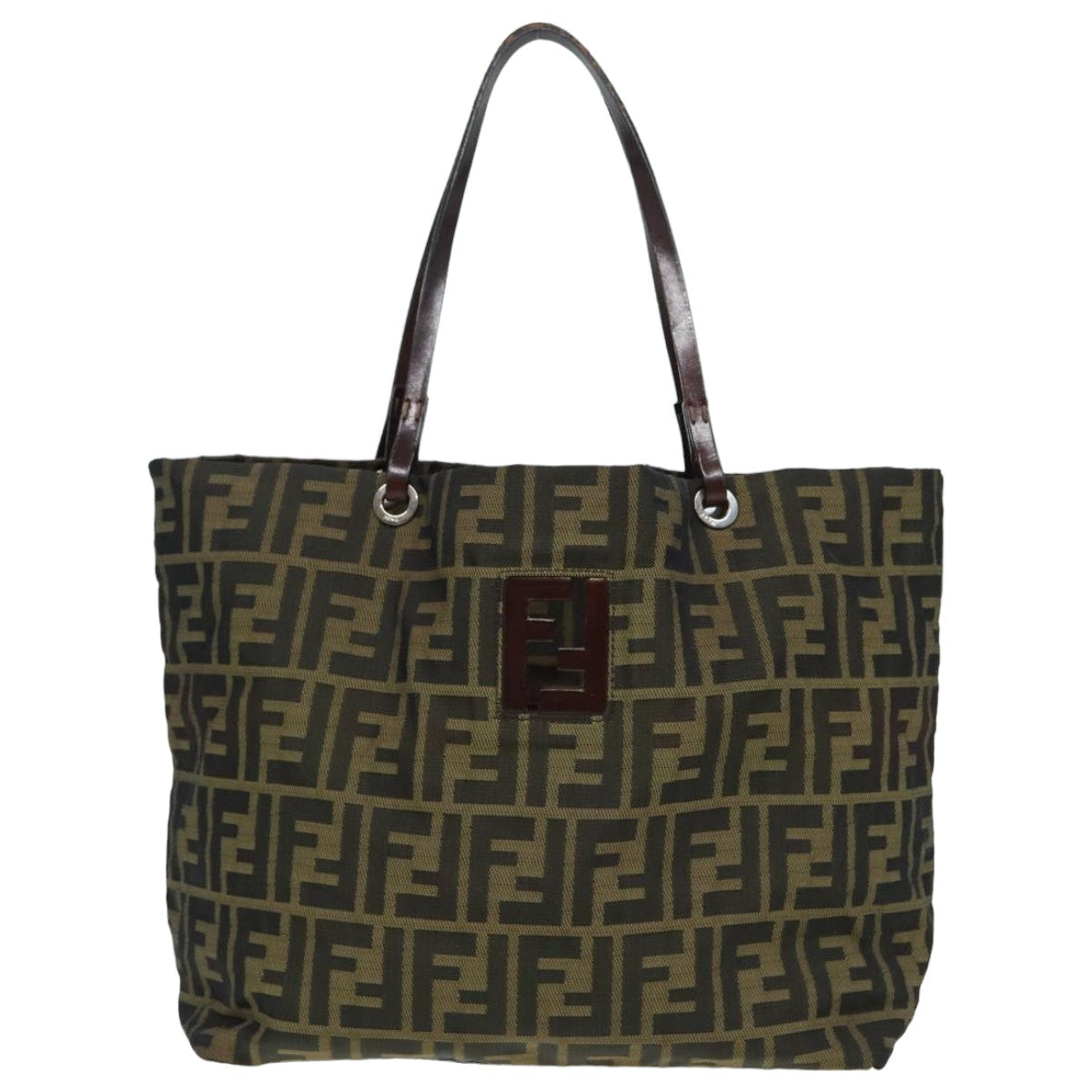 FENDI Zucca Canvas Tote Bag Brown Blackbs15988