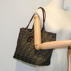 FENDI Zucca Canvas Tote Bag Brown Blackbs15988