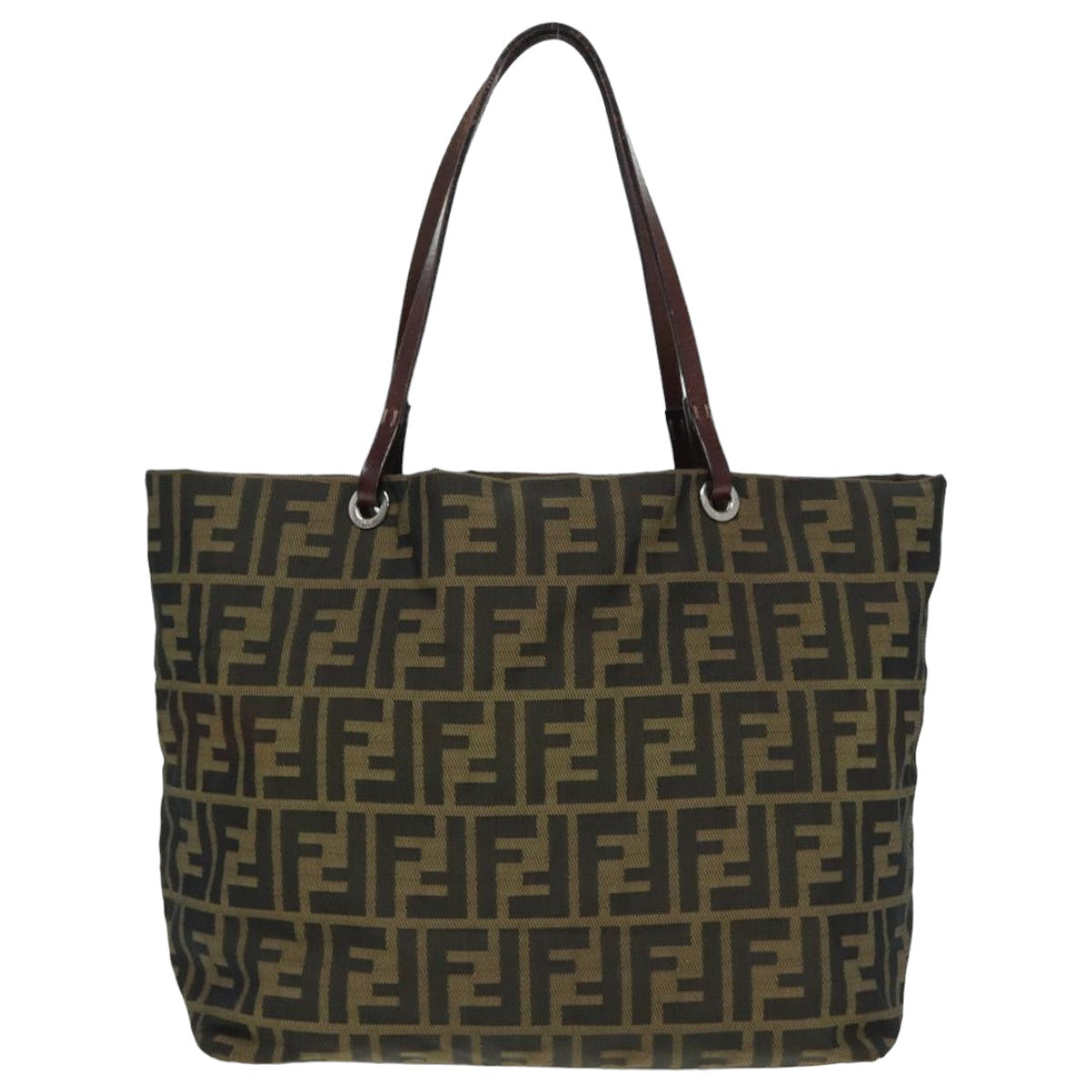 FENDI Zucca Canvas Tote Bag Brown Blackbs15988