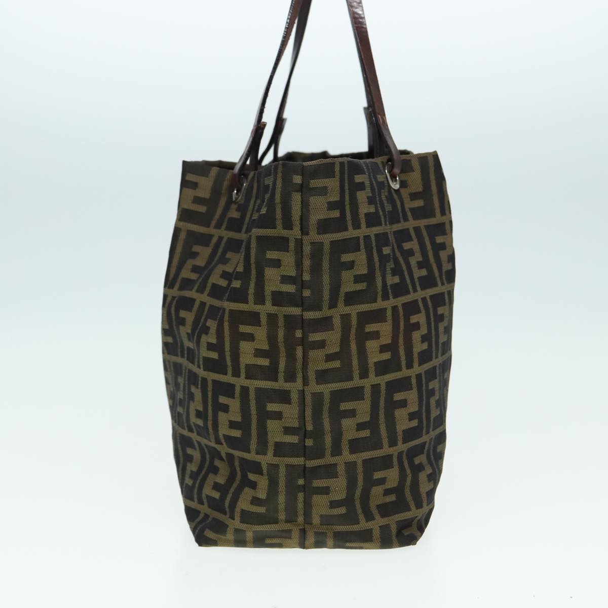 FENDI Zucca Canvas Tote Bag Brown Blackbs15988