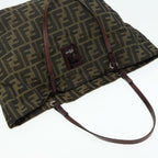 FENDI Zucca Canvas Tote Bag Brown Blackbs15988