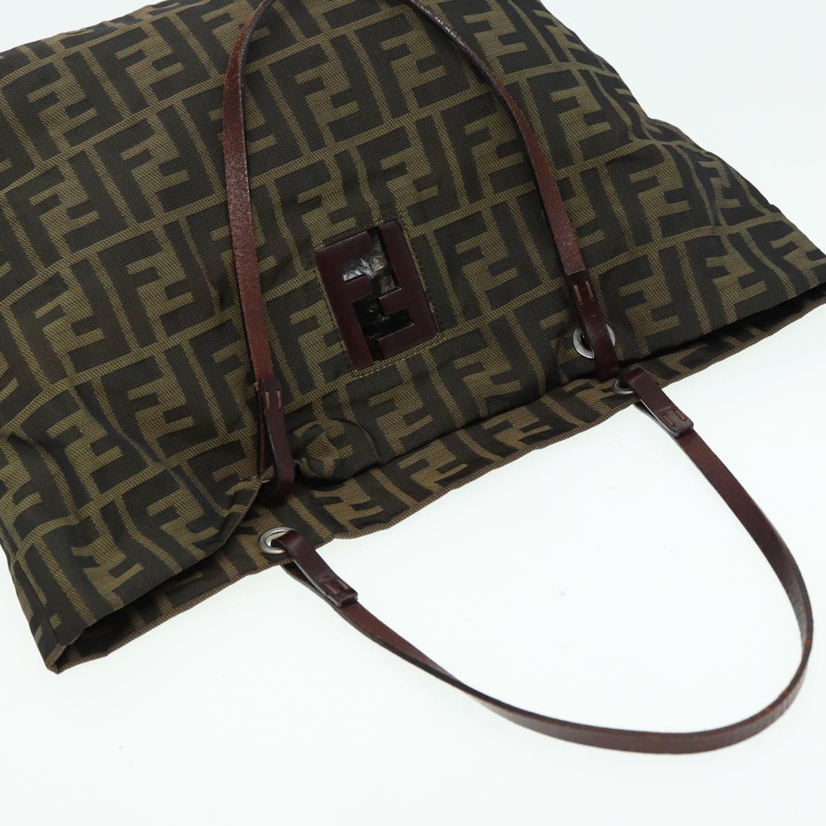 FENDI Zucca Canvas Tote Bag Brown Blackbs15988