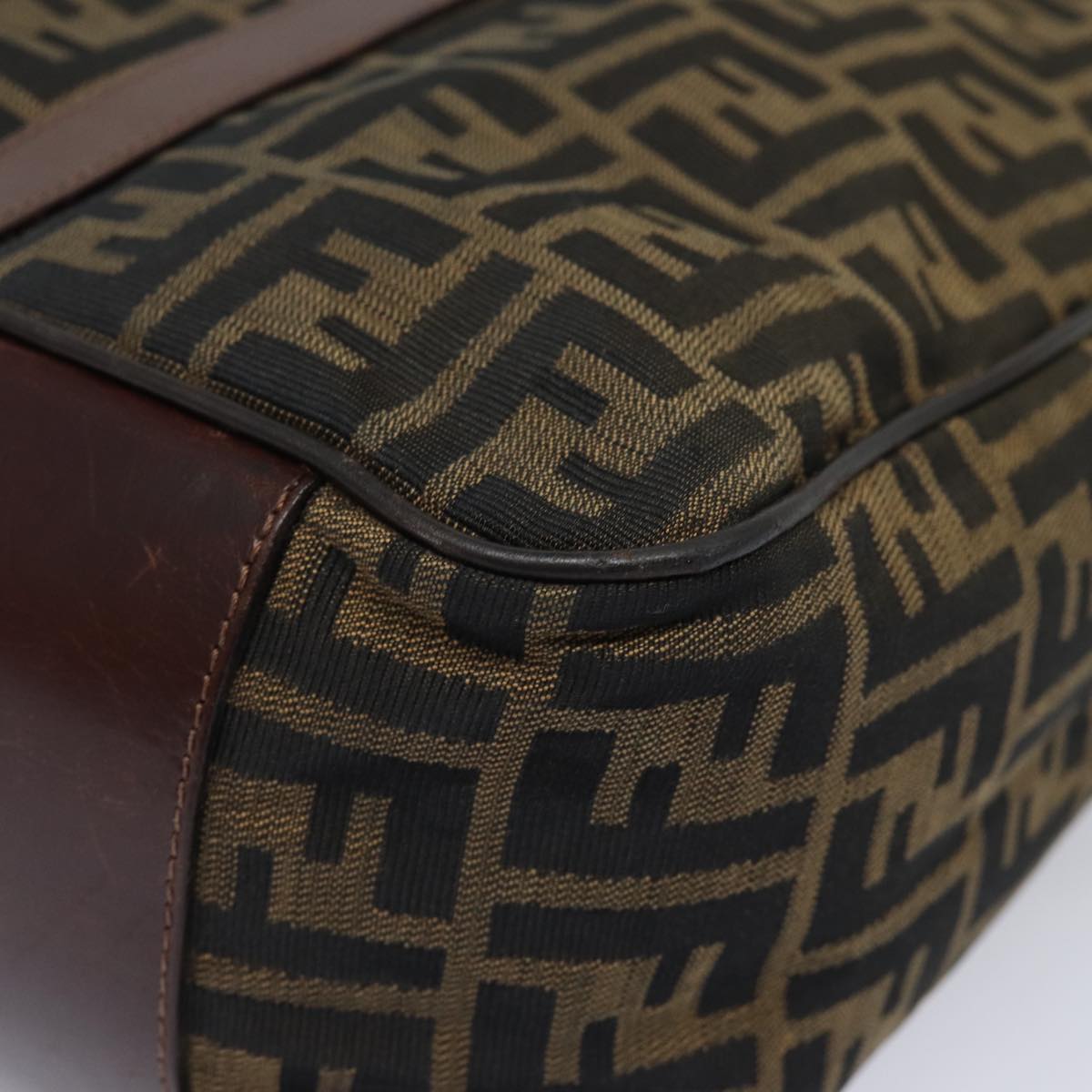 FENDI Zucca Canvas Tote Bag Brown Blackbs15989