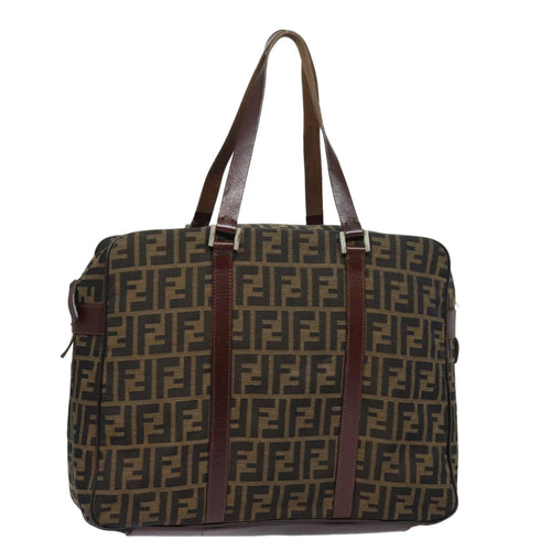 FENDI Zucca Canvas Tote Bag Brown Blackbs15989