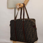 FENDI Zucca Canvas Tote Bag Brown Blackbs15989