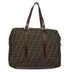 FENDI Zucca Canvas Tote Bag Brown Blackbs15989