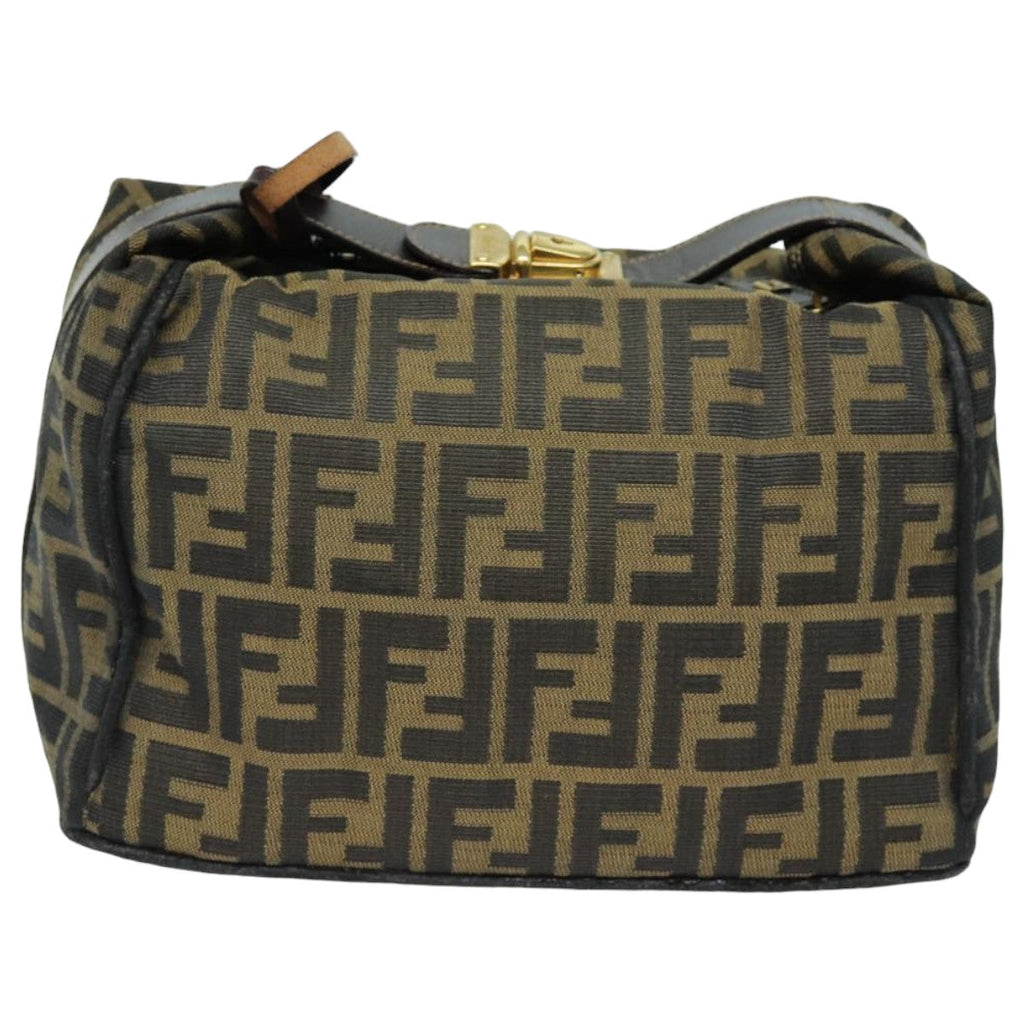 FENDI Zucca Canvas Hand Bag Brown Blackbs15990