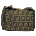 FENDI Zucca Canvas Hand Bag Brown Blackbs15990
