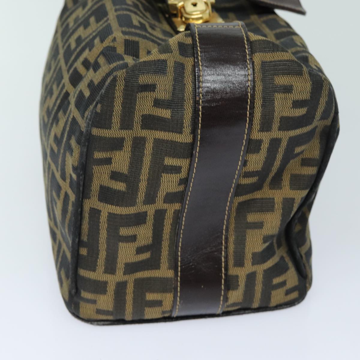 FENDI Zucca Canvas Hand Bag Brown Blackbs15990