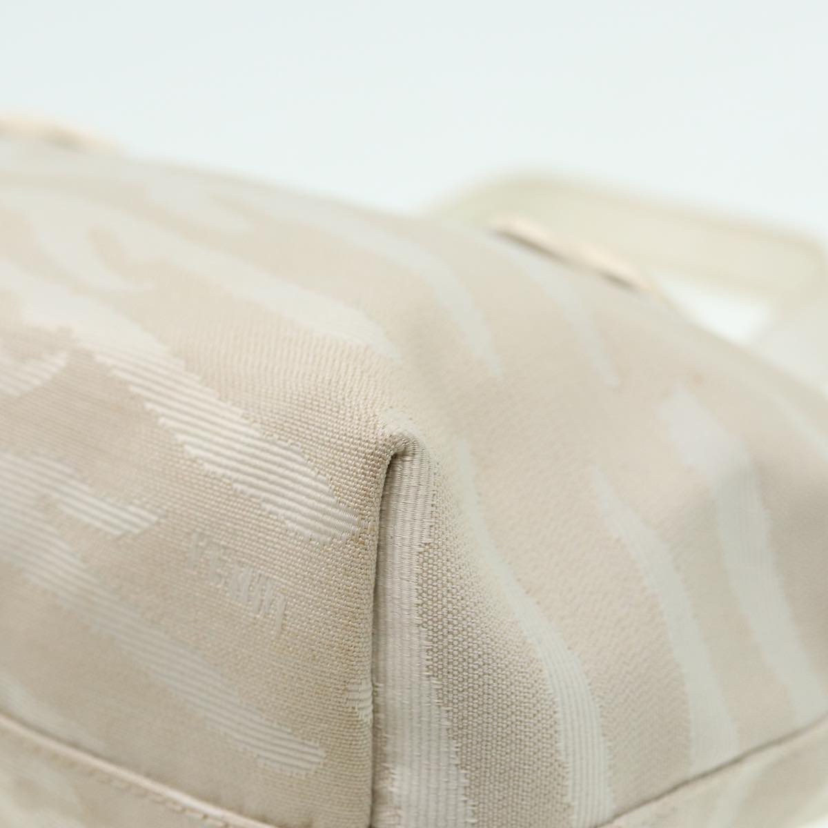 FENDI Hand Bag Canvas Leather Whitebs16007
