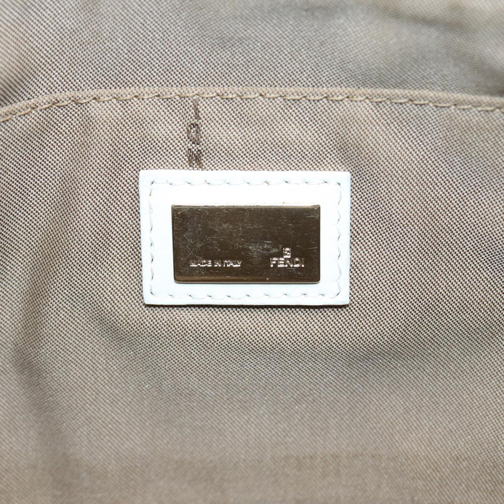 FENDI Hand Bag Canvas Leather Whitebs16007