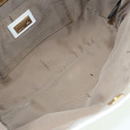 FENDI Hand Bag Canvas Leather Whitebs16007
