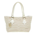 FENDI Hand Bag Canvas Leather Whitebs16007