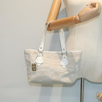 FENDI Hand Bag Canvas Leather Whitebs16007