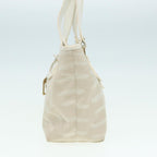 FENDI Hand Bag Canvas Leather Whitebs16007