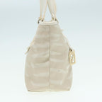 FENDI Hand Bag Canvas Leather Whitebs16007