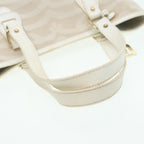 FENDI Hand Bag Canvas Leather Whitebs16007