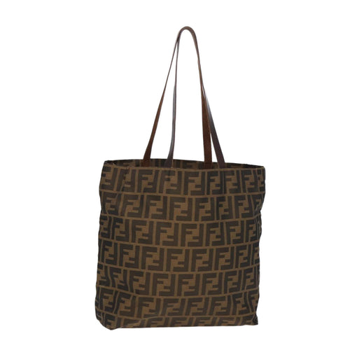 FENDI Zucca Canvas Tote Bag Brown Blackbs16071