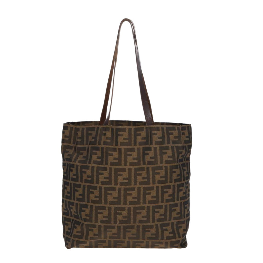 FENDI Zucca Canvas Tote Bag Brown Blackbs16071