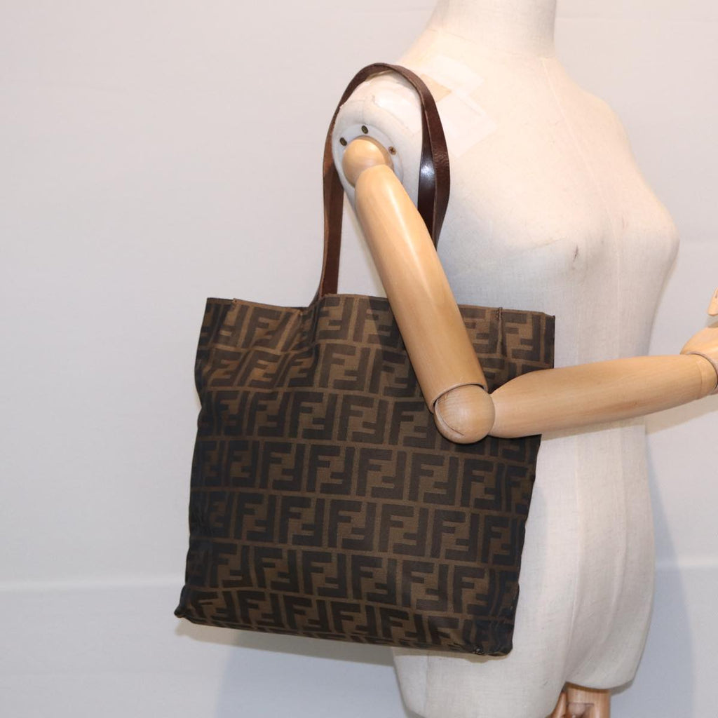 FENDI Zucca Canvas Tote Bag Brown Blackbs16071