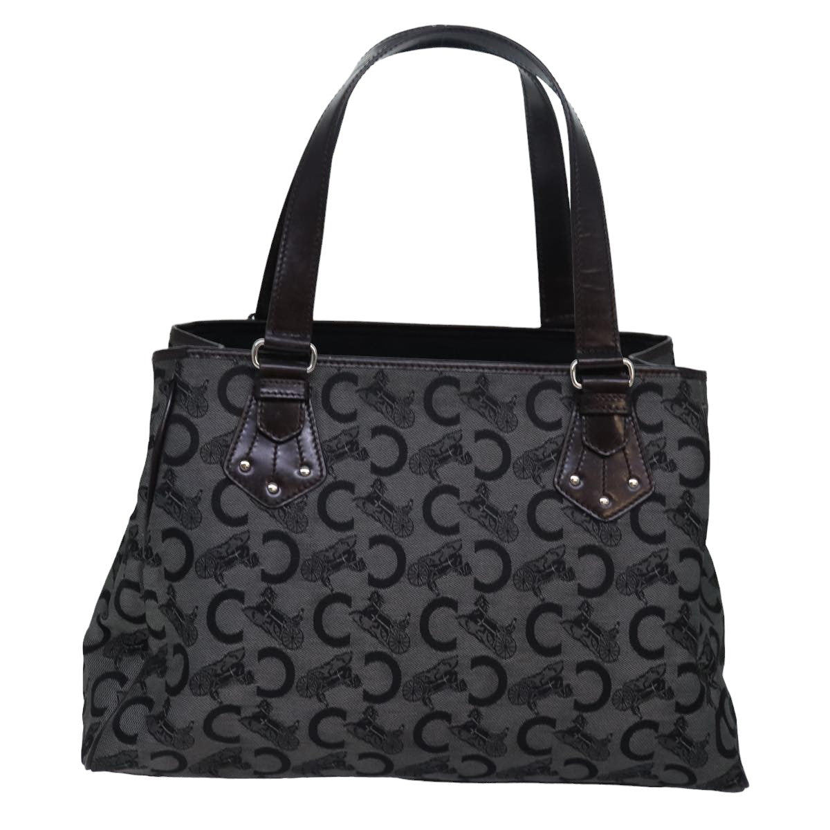 CELINE C Macadam Canvas Tote Bag Gray Auth bs16072