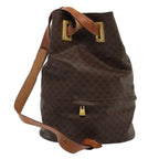 CELINE Macadam Canvas Shoulder Bag PVC Leather Brown Auth bs16095