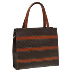 CELINE Macadam Canvas Hand Bag PVC Leather Black Brown Auth bs16151