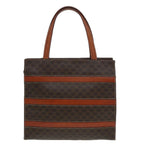 CELINE Macadam Canvas Hand Bag PVC Leather Black Brown Auth bs16151