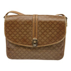 CELINE Macadam Canvas Shoulder Bag PVC Leather Beige Auth bs16217