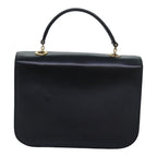 CELINE Circle Hand Bag Leather Black Auth bs16343