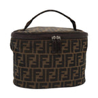 FENDI Zucca Canvas Vanity Pouch Brown Blackbs16396