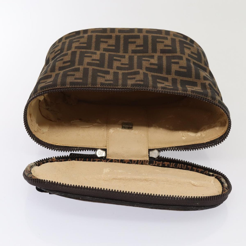 FENDI Zucca Canvas Vanity Pouch Brown Blackbs16396