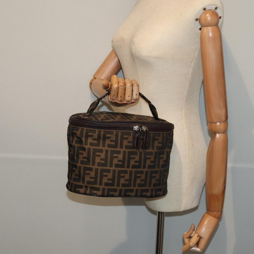 FENDI Zucca Canvas Vanity Pouch Brown Blackbs16396