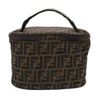 FENDI Zucca Canvas Vanity Pouch Brown Blackbs16396