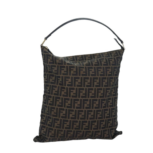 FENDI Zucca Canvas Shoulder Bag Brown Blackbs16397