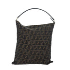 FENDI Zucca Canvas Shoulder Bag Brown Blackbs16397