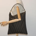 FENDI Zucca Canvas Shoulder Bag Brown Blackbs16397