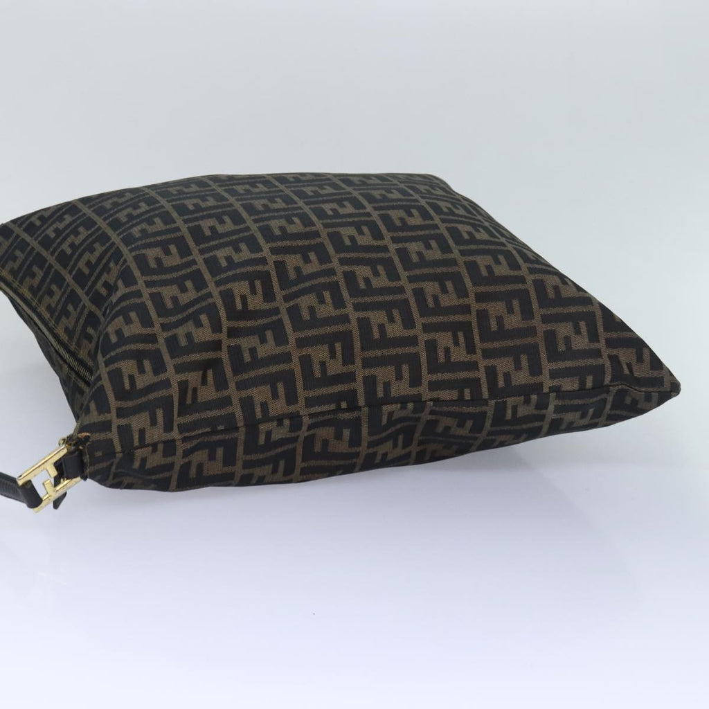 FENDI Zucca Canvas Shoulder Bag Brown Blackbs16397