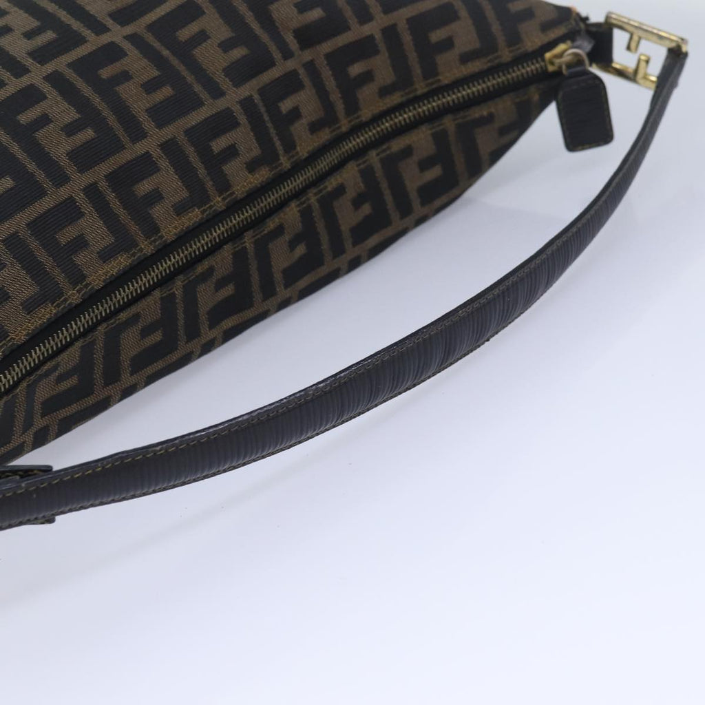 FENDI Zucca Canvas Shoulder Bag Brown Blackbs16397