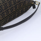 FENDI Zucca Canvas Shoulder Bag Brown Blackbs16397