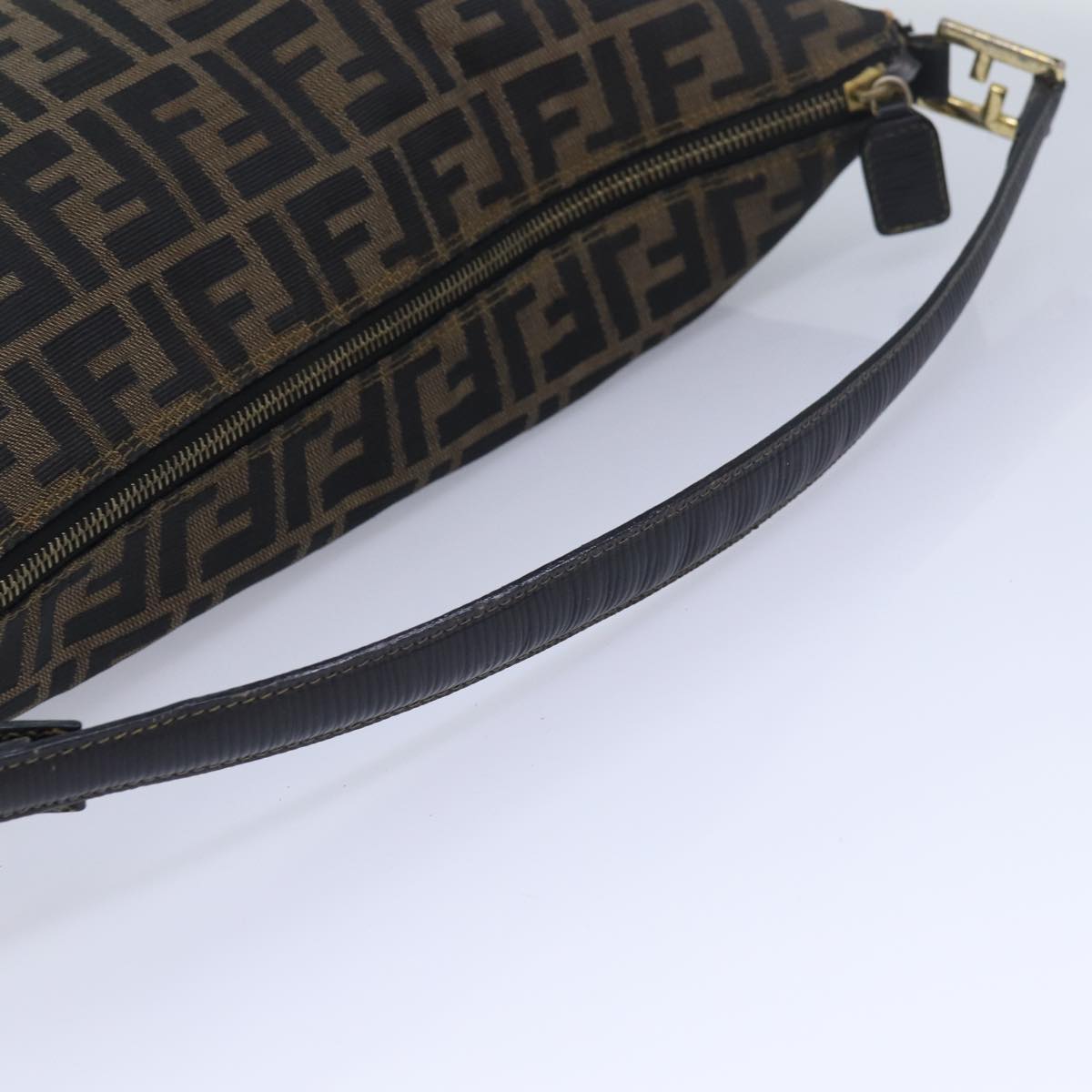 FENDI Zucca Canvas Shoulder Bag Brown Blackbs16397