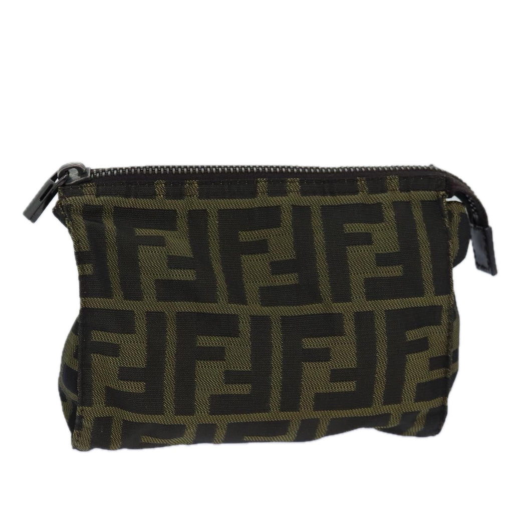 FENDI Zucca Canvas Pouch Brown Blackbs16772