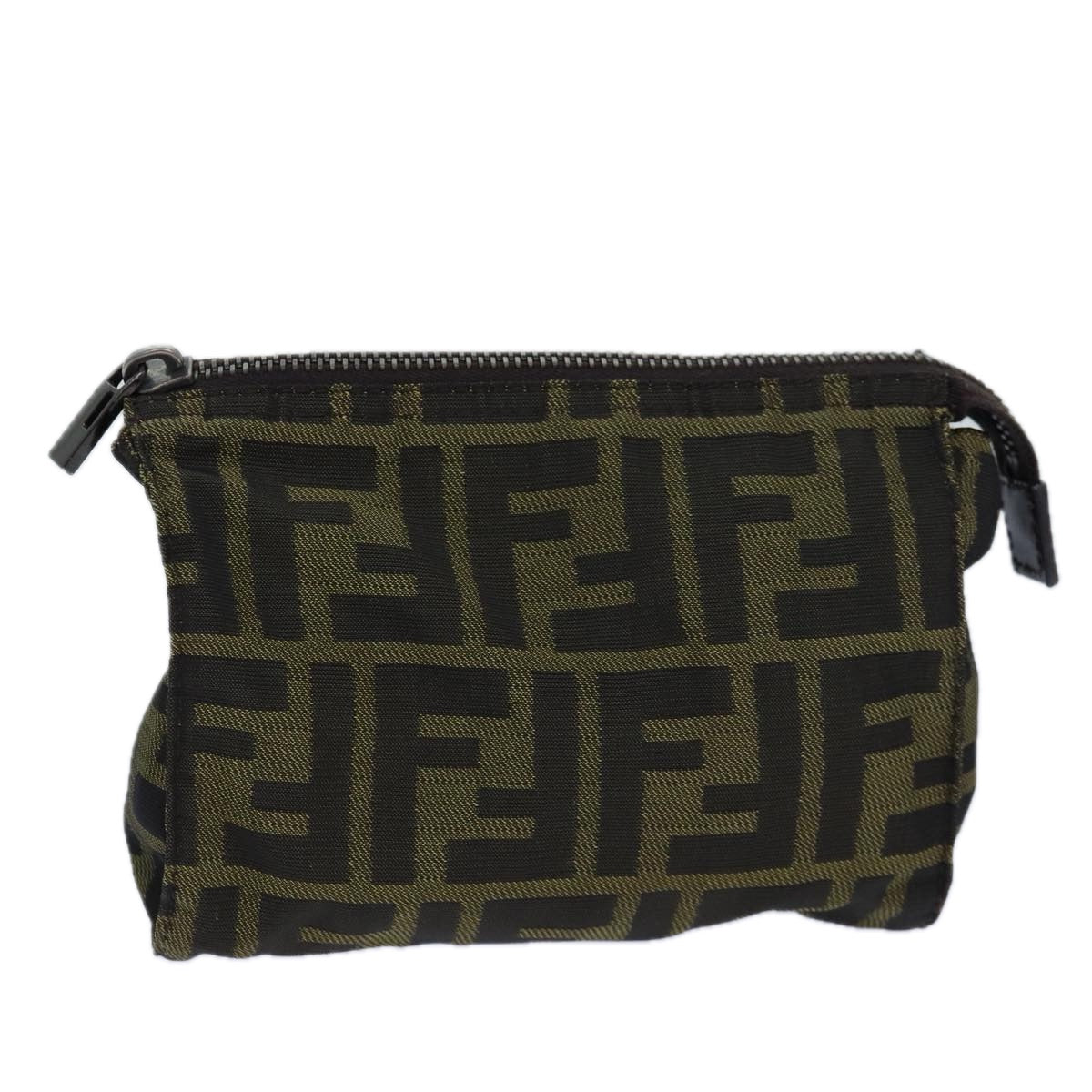 FENDI Zucca Canvas Pouch Brown Blackbs16772