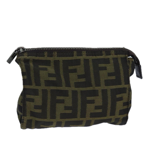 FENDI Zucca Canvas Pouch Brown Blackbs16772
