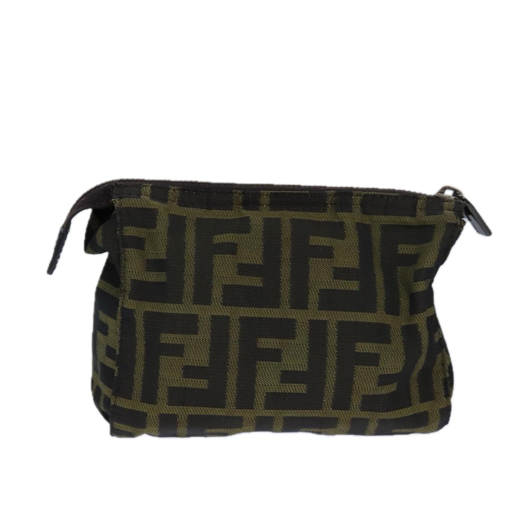 FENDI Zucca Canvas Pouch Brown Blackbs16772