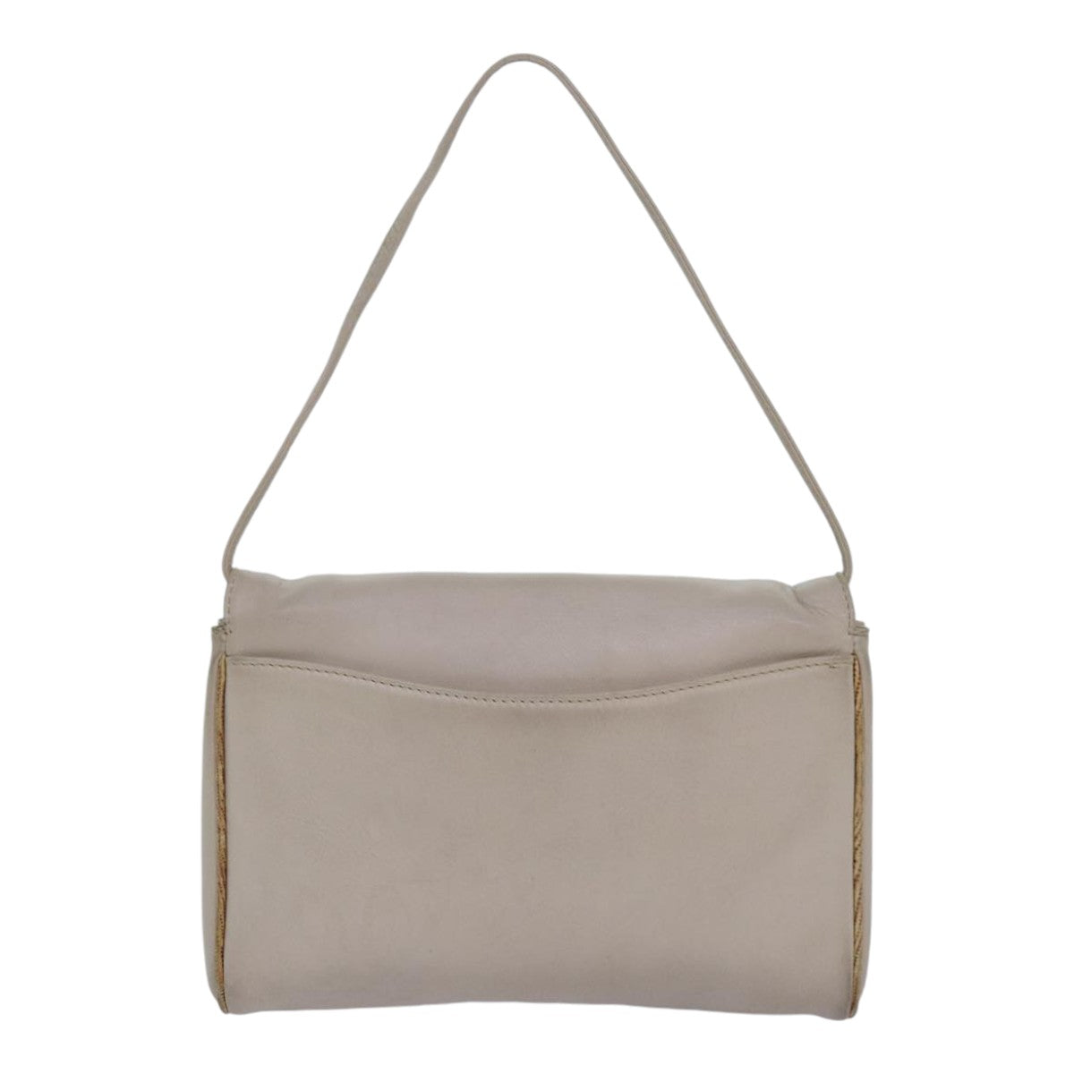 CELINE Hand Bag Leather Beige Auth bs16776