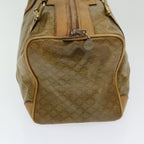 CELINE Macadam Canvas Boston Bag Beige Gold Auth bs16781
