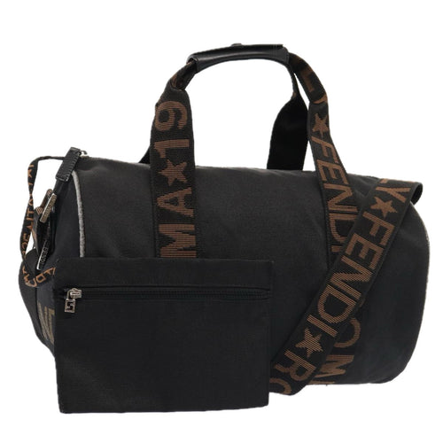 FENDI Hand Bag Canvas 2way Black Brownbs16831