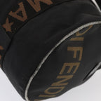 FENDI Hand Bag Canvas 2way Black Brownbs16831